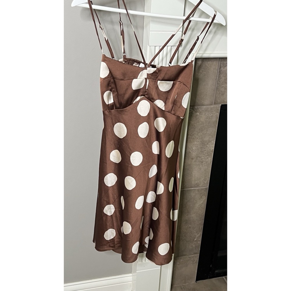 Le Lis Collection Brown Polka Dot Dress Backless Size M
